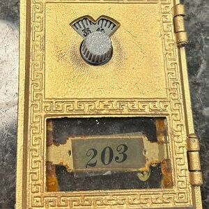 Antique-Style Brass Mailbox Door with Number 203